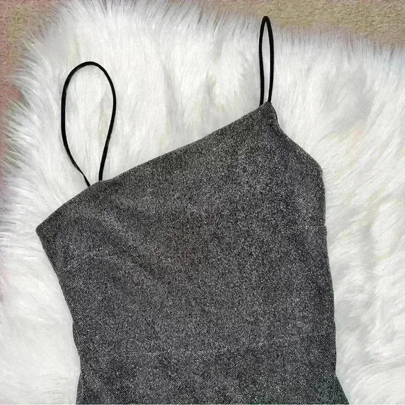 Lulus Take Me Anywhere Silver Sparkly Asymmetrical Bodycon Mini Dress Small - Picture 5 of 10